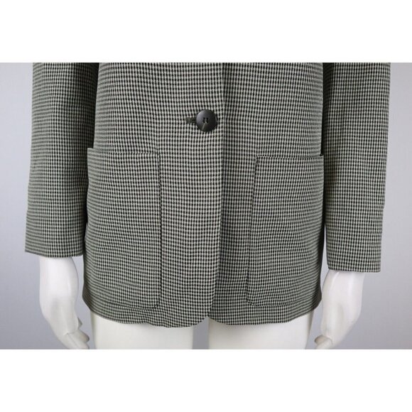 VINTAGE LIZ CLAIBORNE - WOMEN'S BLACK AND BEIGE PLAID BLAZER JACKET - SIZE 2P - Picture 3 of 13